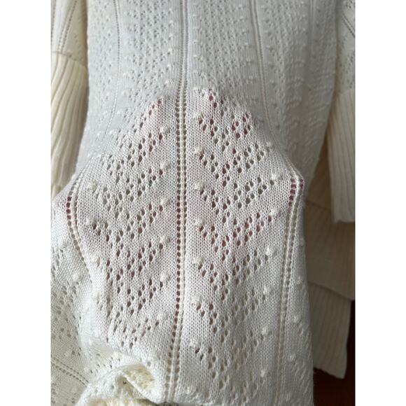 Tularosa Women's Scout Knit Ruffle Long Sleeve Wool Blend Mini Dress Cream SZ S - Picture 10 of 11